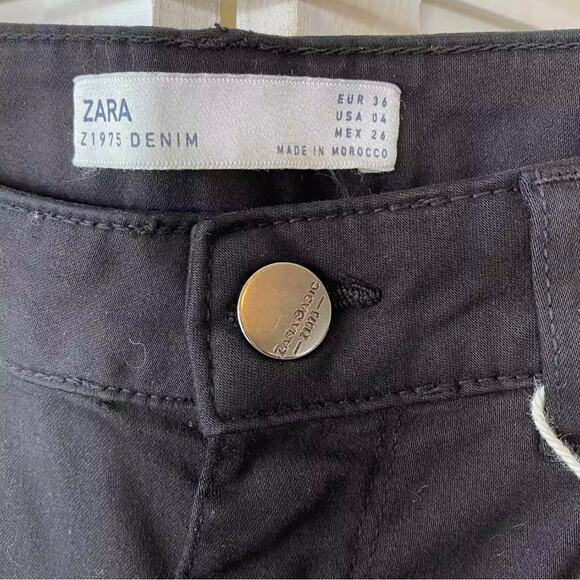 Zara 1975 denim peach soft black skinny jeans size 4 NWT - Picture 4 of 7